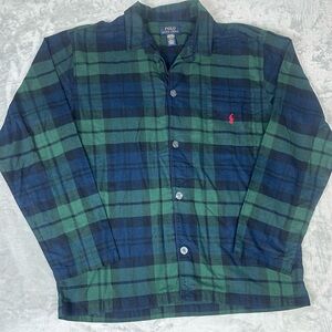 Polo Ralph Lauren Flannel Long Sleeve Pajama Top Blackwatch Plaid‎ Mens M Button